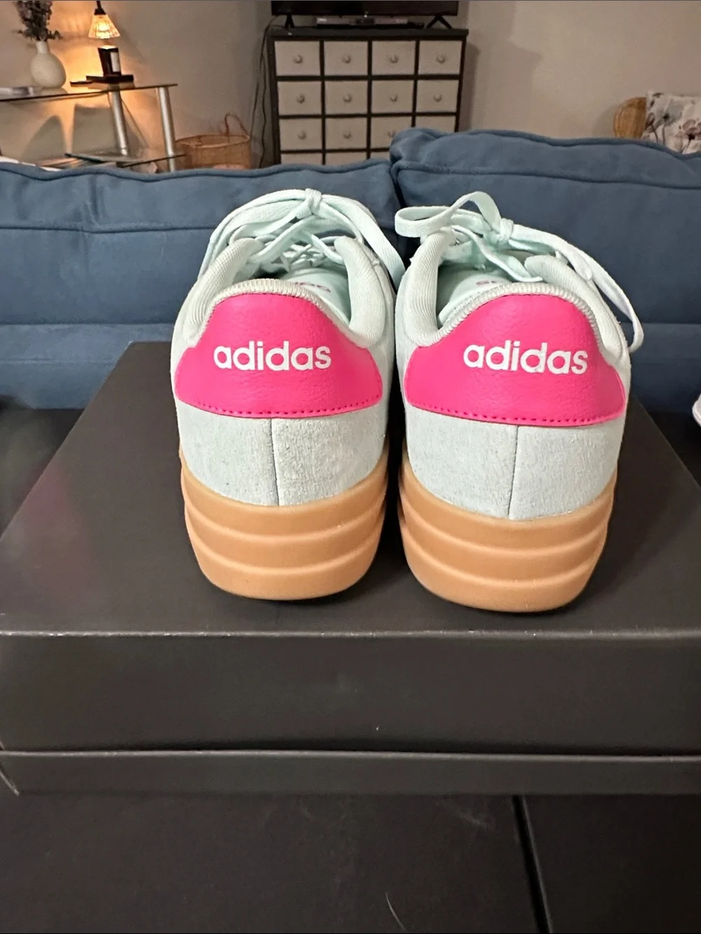 adidas Women’s Mint Green and Hot Pink Suede Platform Sneakers